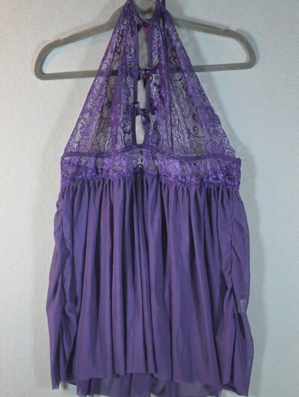 Womens Lace Halter Babydoll Nightie in Deep Purple Size 18W NWT